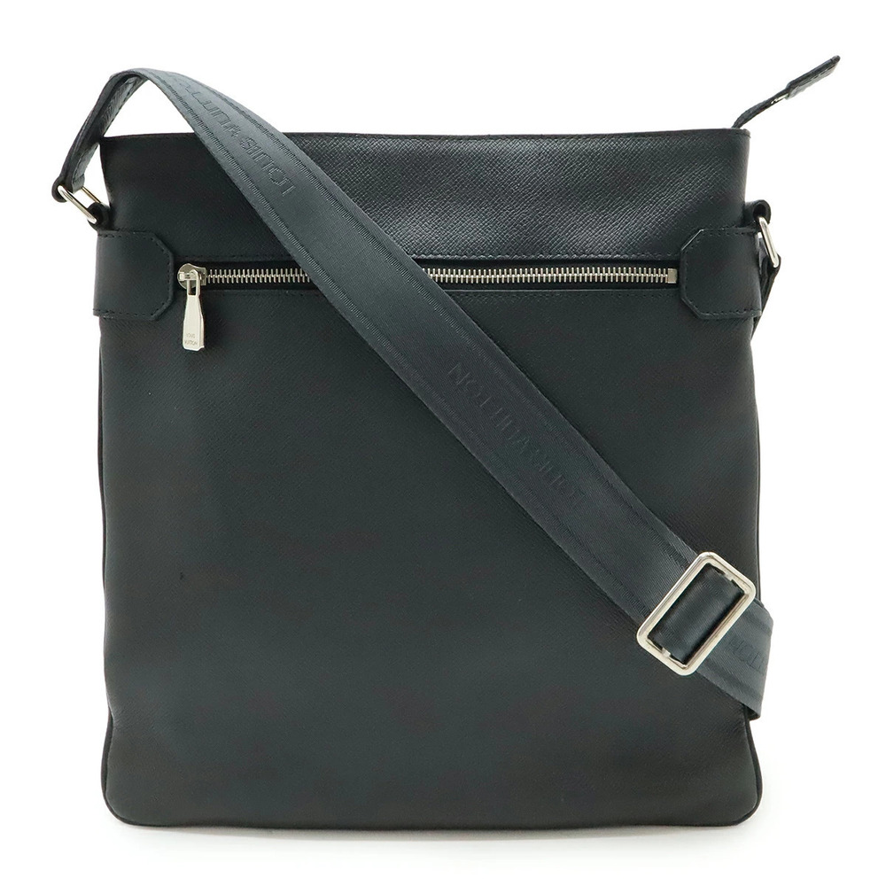 LOUIS VUITTON Taiga Sasha Crossbody Bag Gusset Leather Ardoise Black